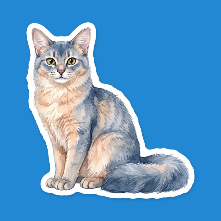 Somali Blue watercolor cat sticker – Designs by Mysh