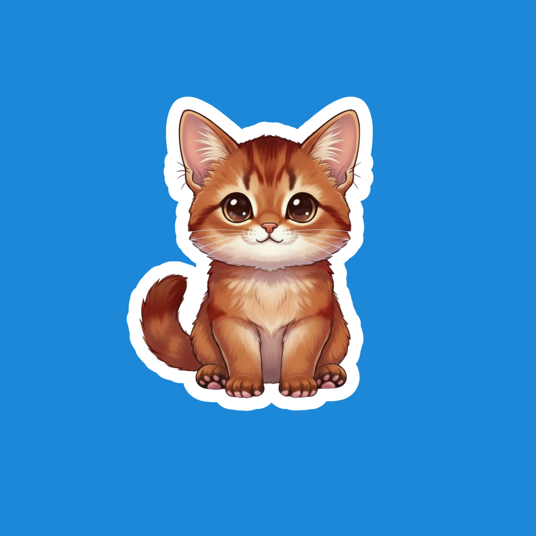 Somali Cat Cinnamon Kawaii Vinyl Sticker – Designs by Mysh