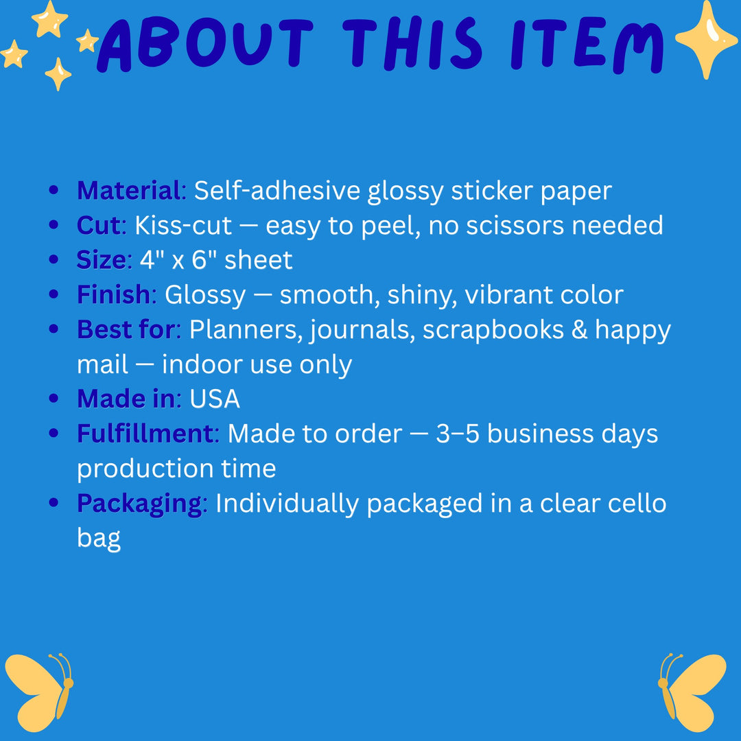 Sticker Sheet About This Item - Designs by Mysh