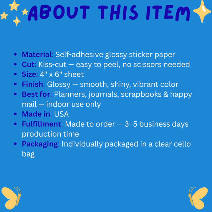 Sticker Sheet About This Item - Designs by Mysh