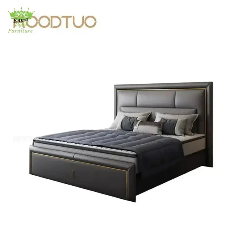 Stylish Furniture Light Luxury Bed Frame Dark Gray Complete - Designs by Mysh