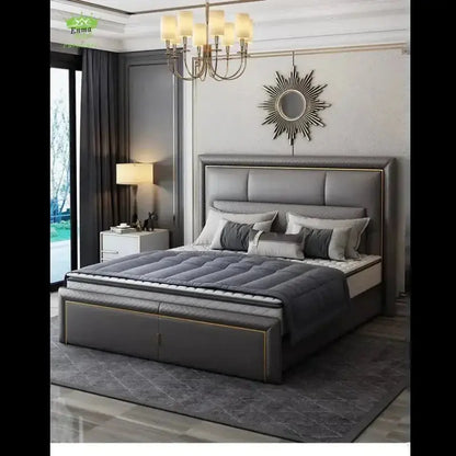 Stylish Furniture Light Luxury Bed Frame Dark Gray Complete - Designs by Mysh