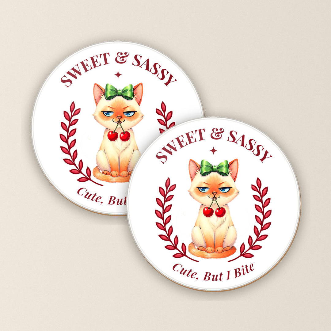 Set of two Sweet and Sassy Siamese cat coasters – Designs by Mysh
