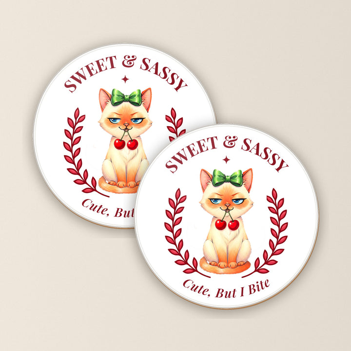 Set of two Sweet and Sassy Siamese cat coasters – Designs by Mysh