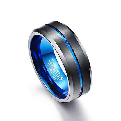 Thin Blue Line Black Tungsten Ring Designs by Mysh