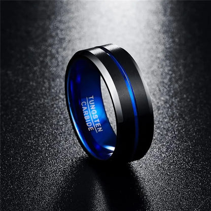 Thin Blue Line Black Tungsten Ring Designs by Mysh