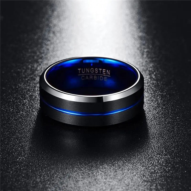 Thin Blue Line Black Tungsten Ring Designs by Mysh