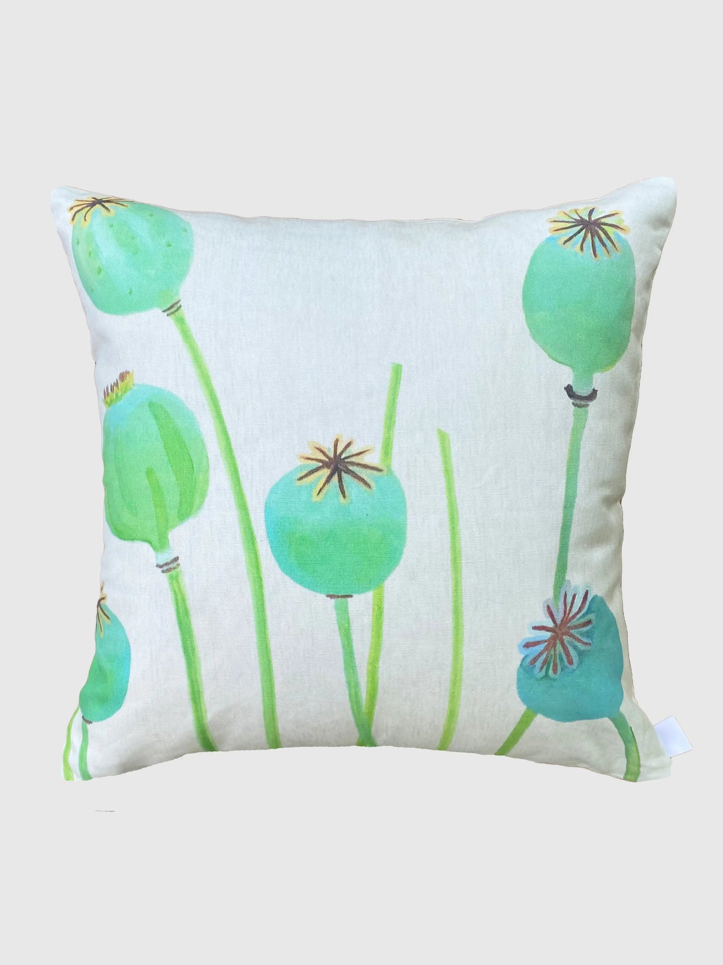 Throw Pillow: Poppy Pods on Ecru - Designs by Mysh