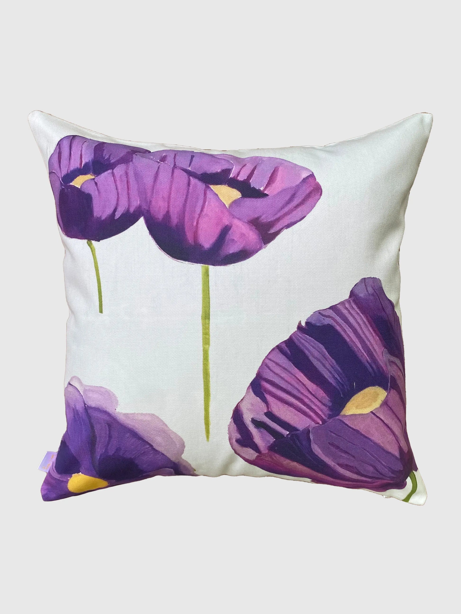 Throw Pillow: Purple Poppies on Snow - Designs by Mysh