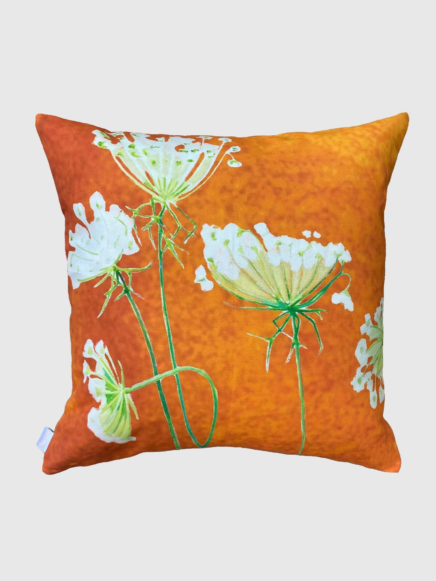 Throw Pillow: Queen Anne's Lace on Rusty Orange - Designs by Mysh