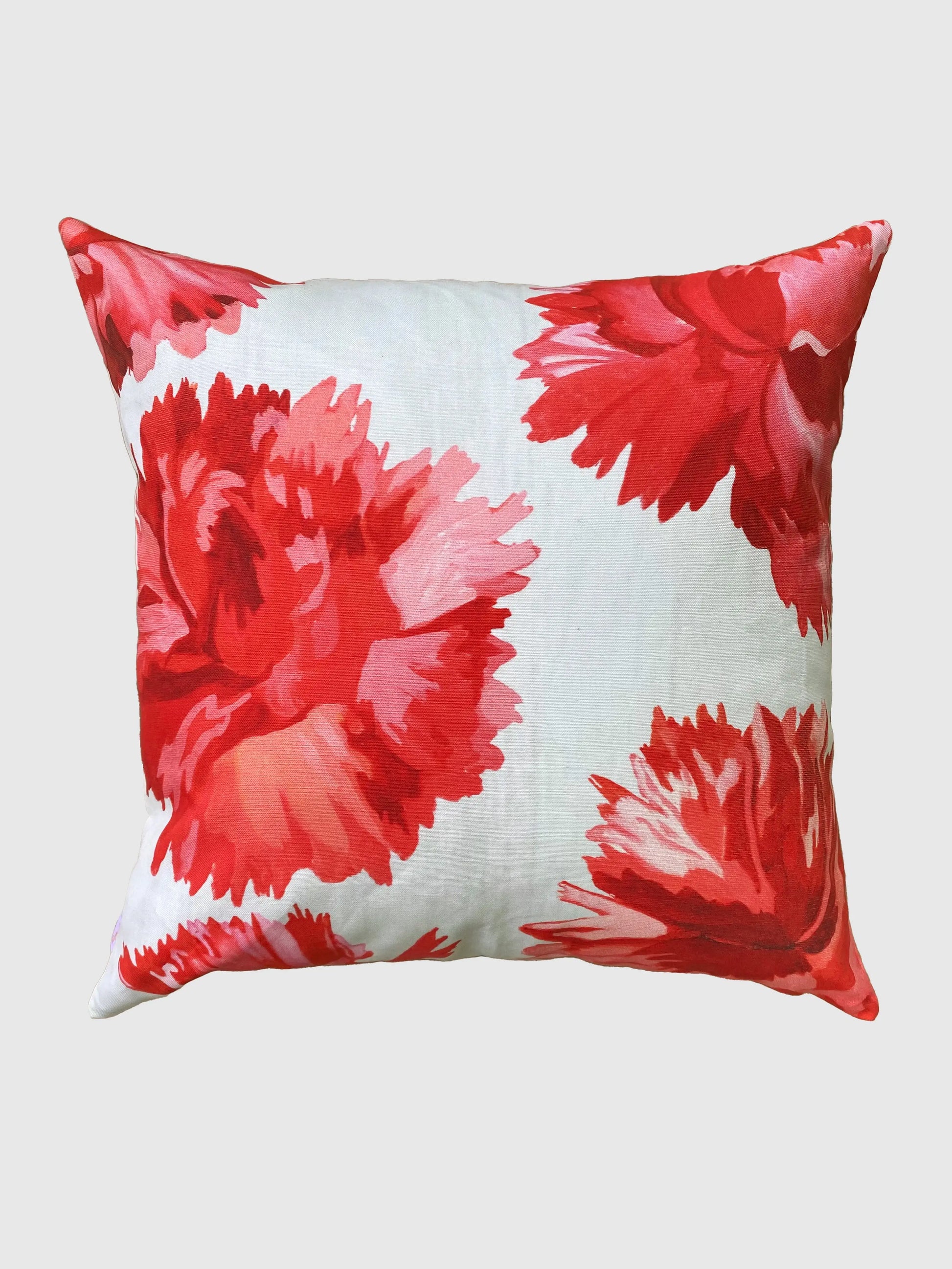 Throw Pillow: Red Carnations on Snow - Designs by Mysh