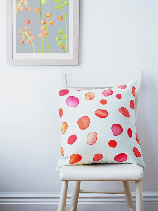 Throw Pillow: Rose Petals on Ecru - Designs by Mysh