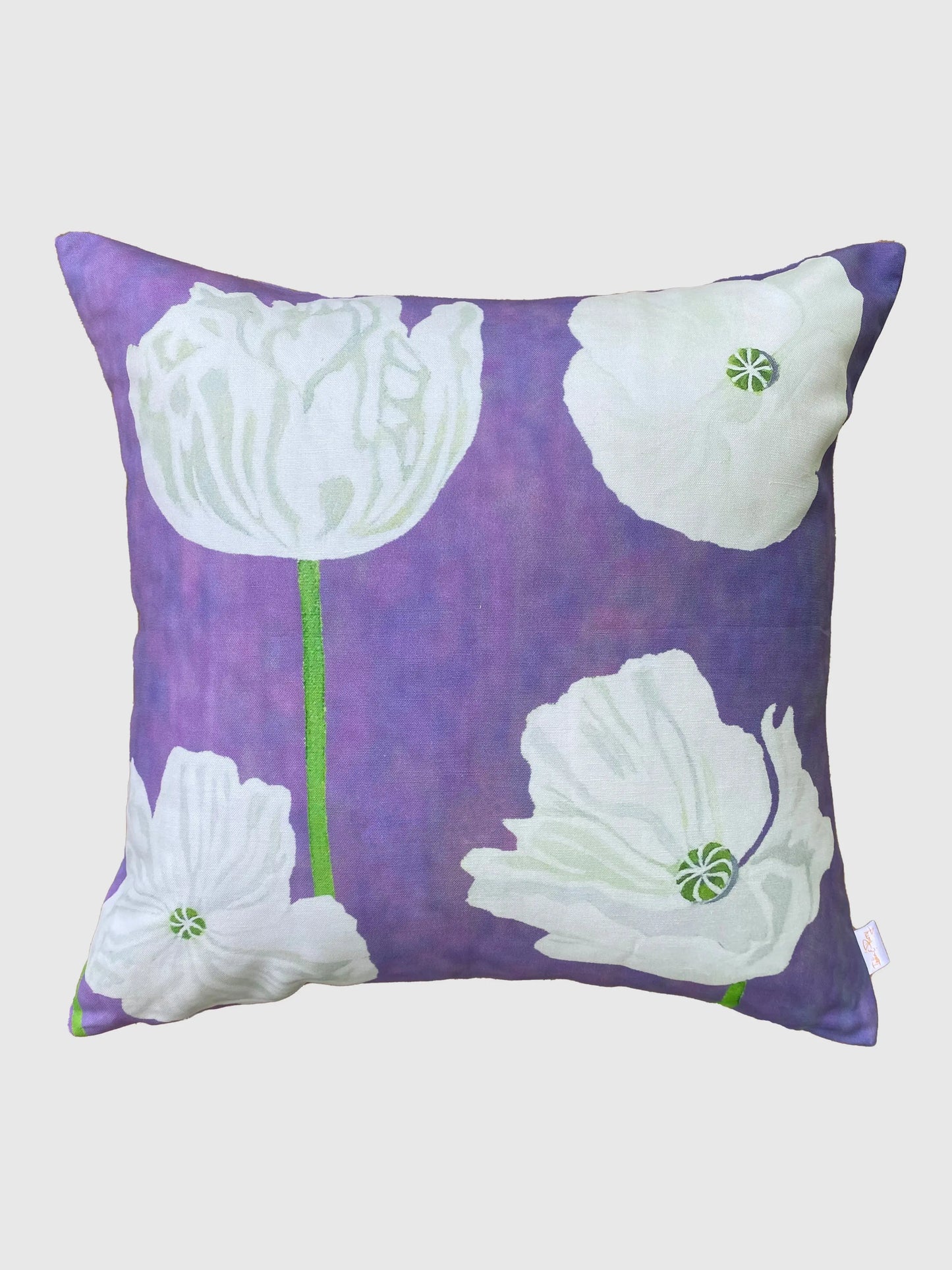 Throw Pillow: White Poppies on Violet - Designs by Mysh