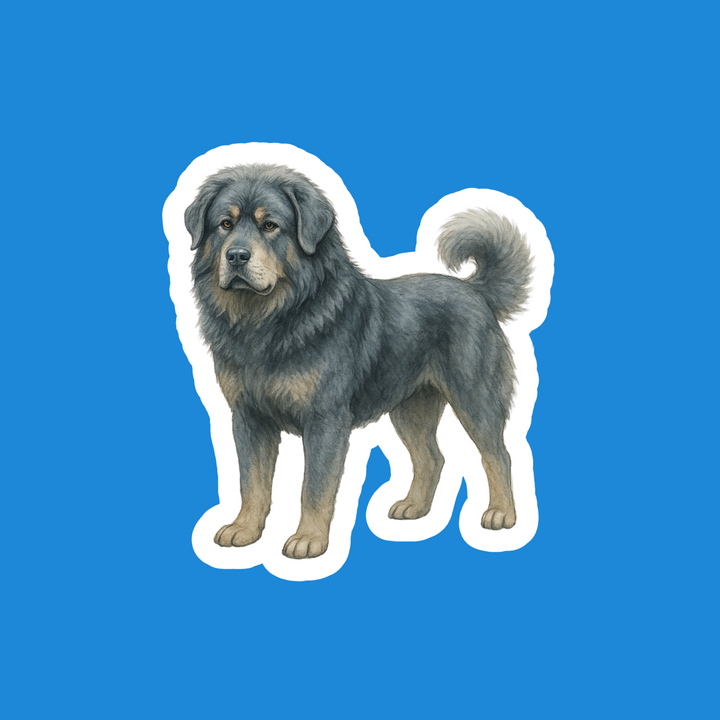 Sticker of a dog on a blue background