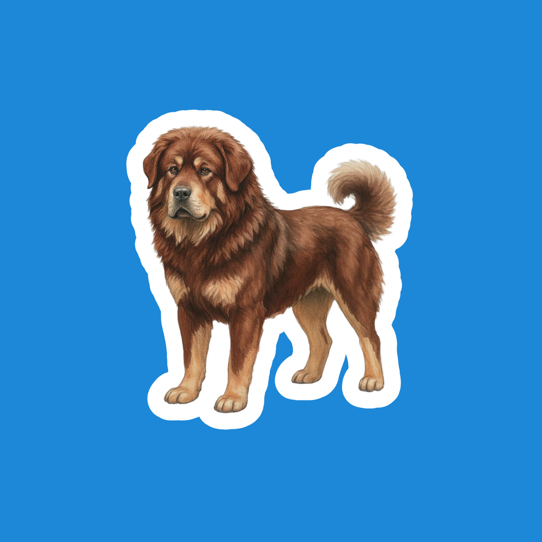 Illustration of a brown dog on a blue background