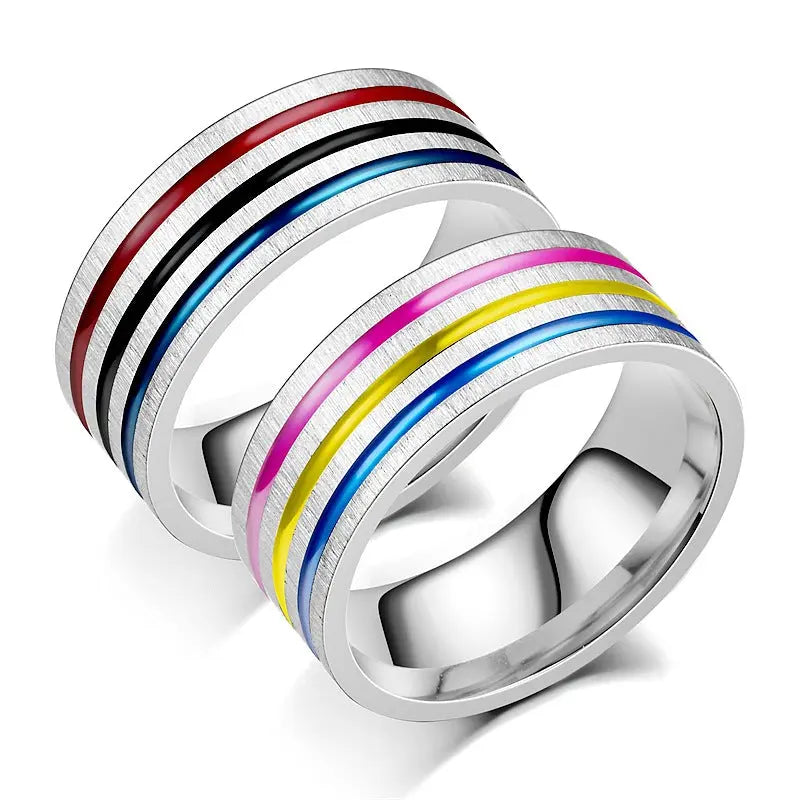 Titanium Steel Ring Rainbow Drops Of Oil - Designs by Mysh