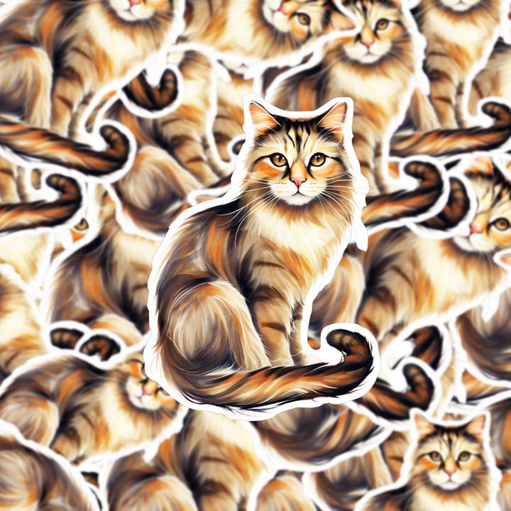 Torbie Cat Sticker, Vinyl Water-resistant Cat Decal, Cute Torbie Kitty Art, Pet Lover Gift, Laptop Water Bottle or Notebook Sticker - Designs by Mysh