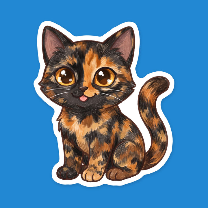 Tortoiseshell Cat kawaii vinyl sticker – Designs by Mysh