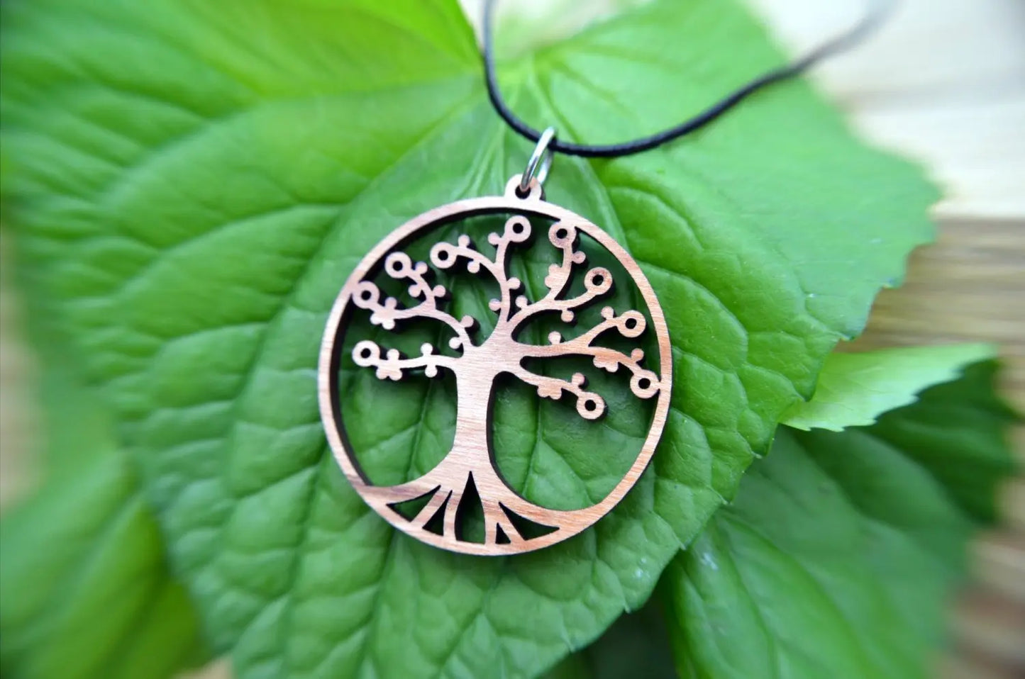 Tree of Life Pendant in cherry on leather cord GioGio Design