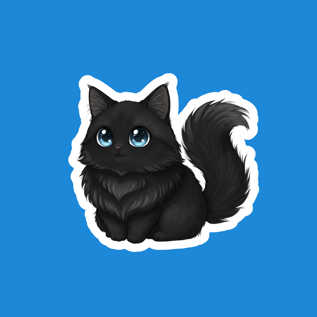 Turkish Angora Black Kawaii Artwork – Designs by Mysh
