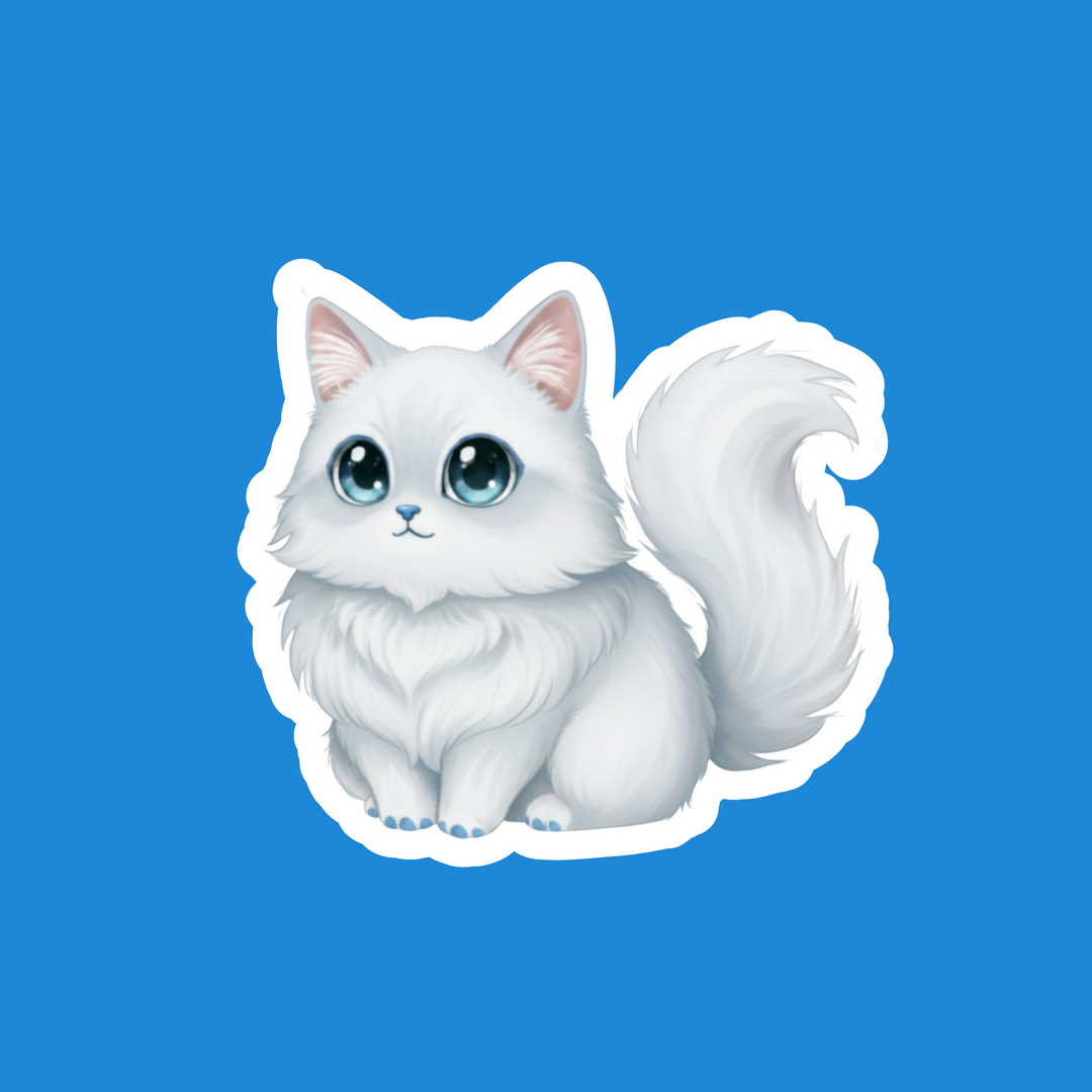 Turkish Angora Blue Kawaii Artwork – Designs by Mysh