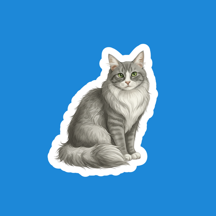 Tuxedo Cat Grey Long Hair - Designs by Mysh