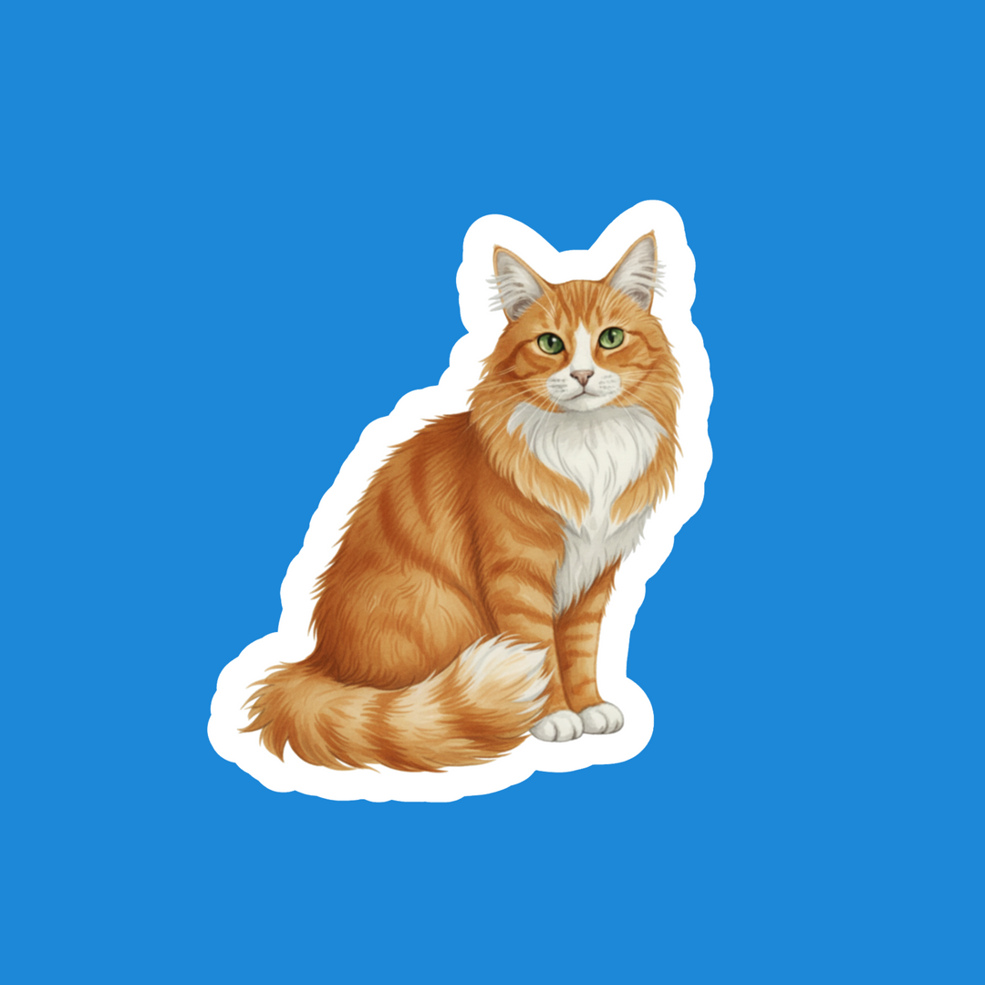 Tuxedo Orange Long Hair Cat - Designs by Mysh