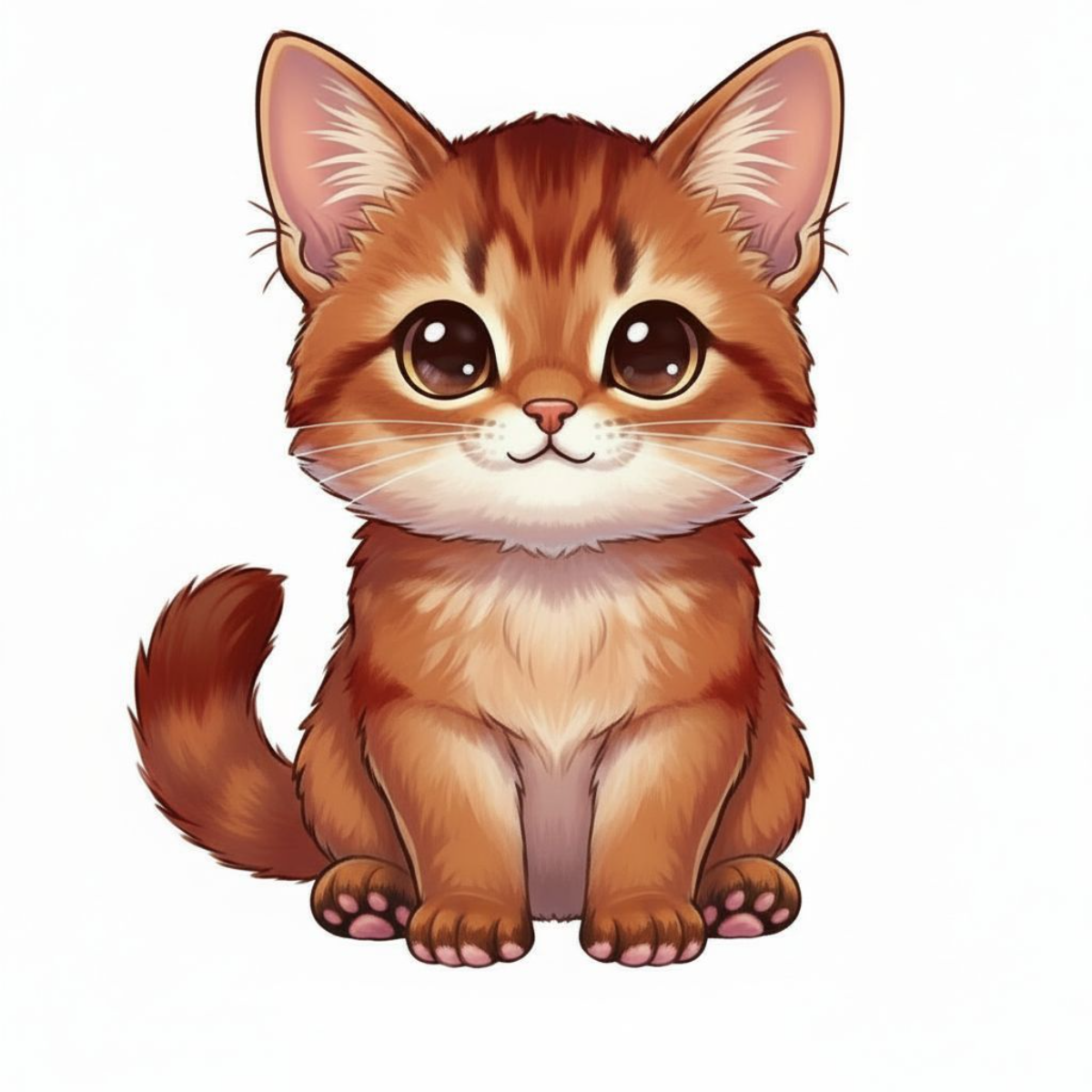 Somali Cat Kawaii Vinyl Sticker – Blue, Cinnamon, Fawn & Ruddy | Cute Cat Lover Gift | Water-Resistant Vinyl - Designs by Mysh