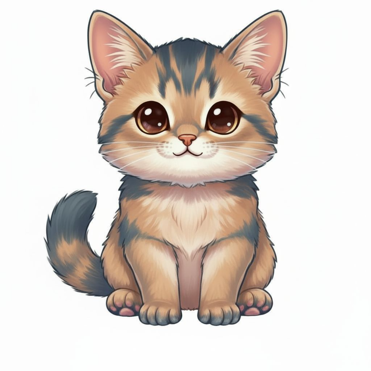 Somali Cat Kawaii Vinyl Sticker – Blue, Cinnamon, Fawn & Ruddy | Cute Cat Lover Gift | Water-Resistant Vinyl - Designs by Mysh