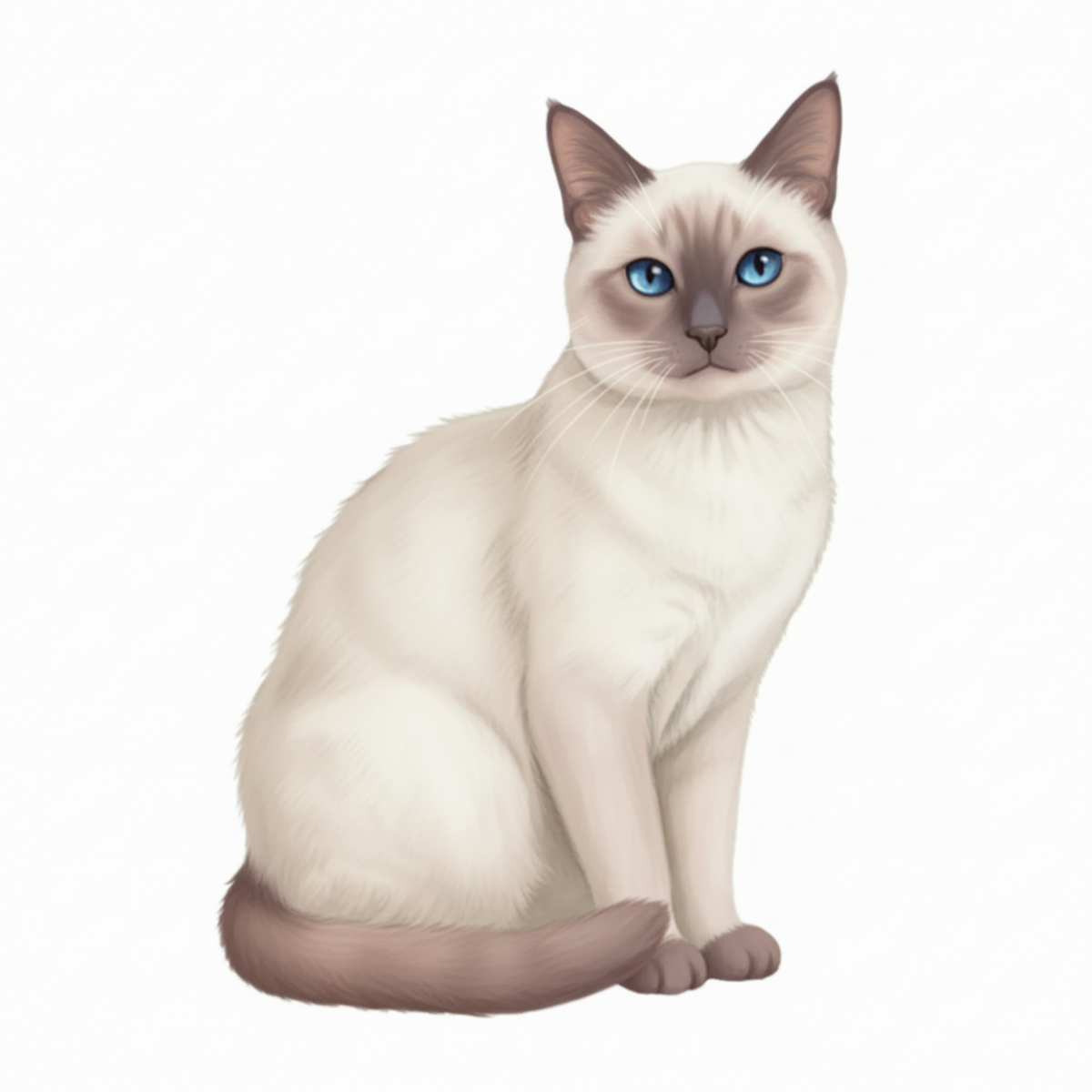 Siamese Watercolor Style Vinyl Stickers