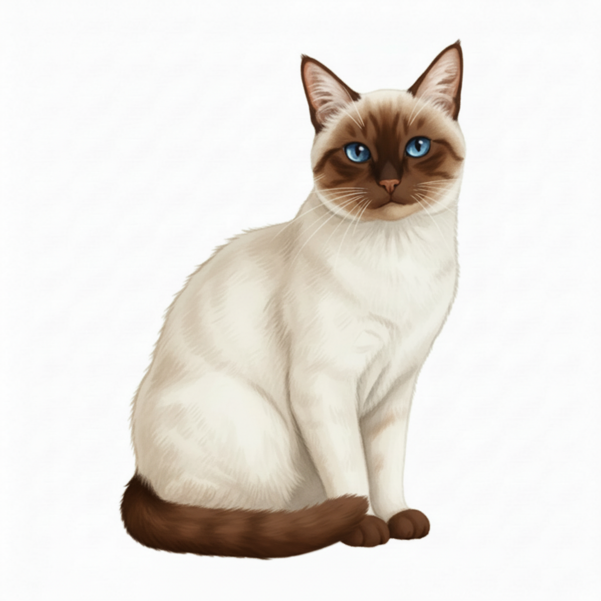 Siamese Watercolor Style Vinyl Stickers