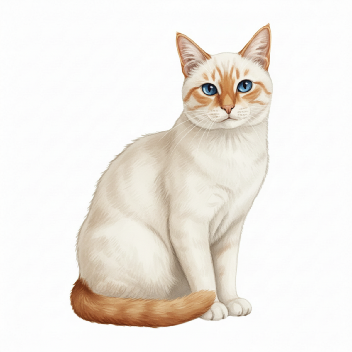 Siamese Watercolor Style Vinyl Stickers