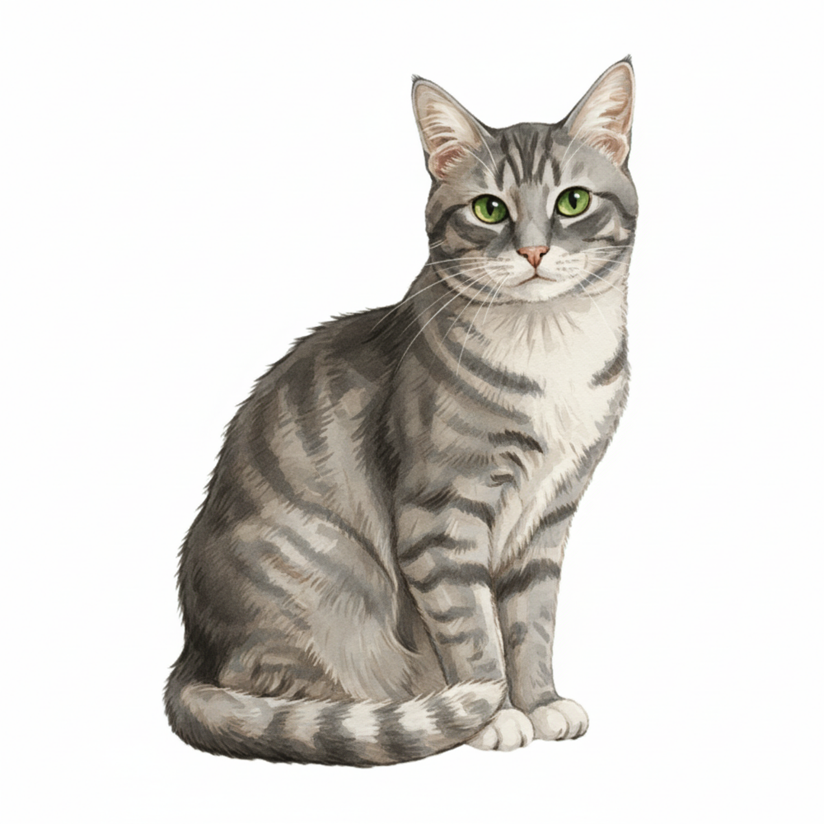 Tabby Cat Watercolor Style Vinyl Stickers