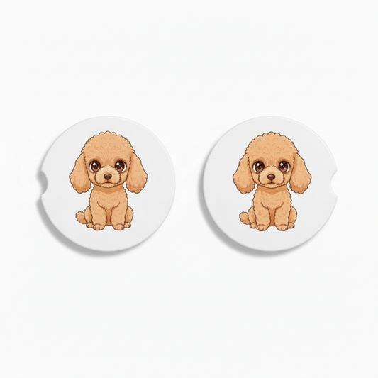 Poodle Doodle Kawaii Style  – Ceramic Car Coasters