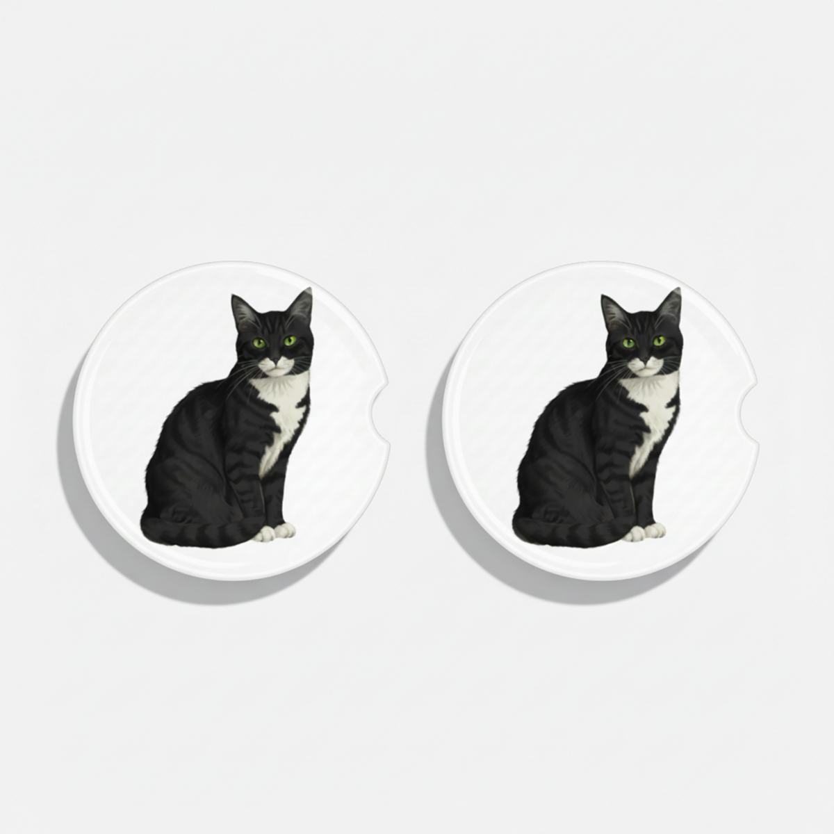 Tabby Cat Watercolor Style – Ceramic Car Coasters