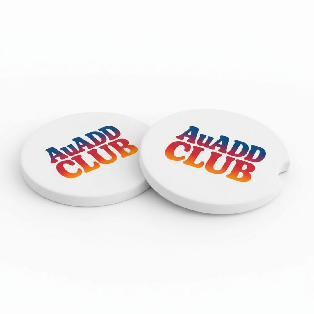 AuADD CLUB Ceramic Car Coaster Set – 2.56" Retro Gradient Auto Drink Holder Inserts - Designs by Mysh