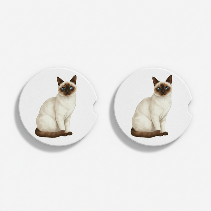 Siamese Watercolor Style – Ceramic Car Coasters - Designs by Mysh