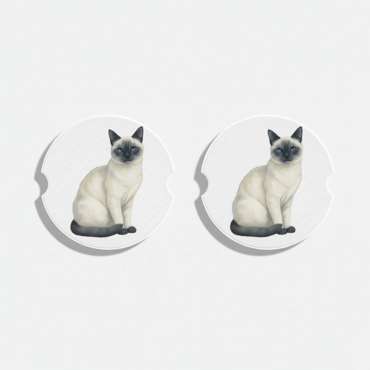 Siamese Watercolor Style – Ceramic Car Coasters