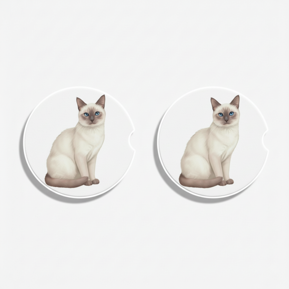 Siamese Watercolor Style – Ceramic Car Coasters