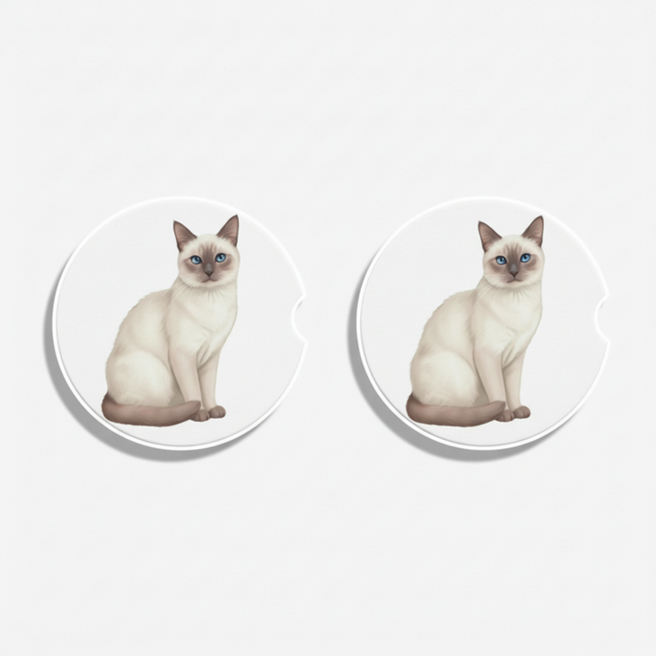 Siamese Watercolor Style – Ceramic Car Coasters - Designs by Mysh