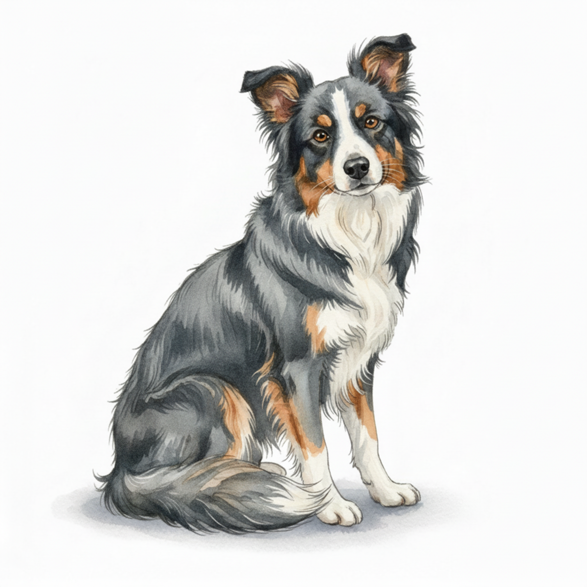 Border Collie Watercolor Style Vinyl Stickers