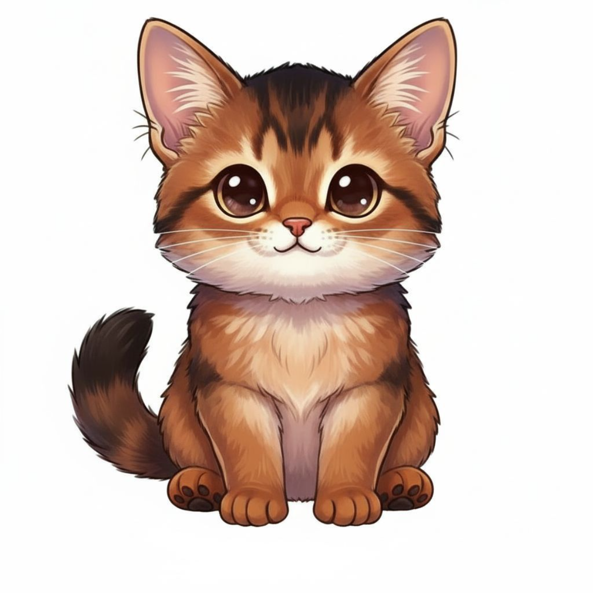 Somali Cat Kawaii Vinyl Sticker – Blue, Cinnamon, Fawn & Ruddy | Cute Cat Lover Gift | Water-Resistant Vinyl - Designs by Mysh