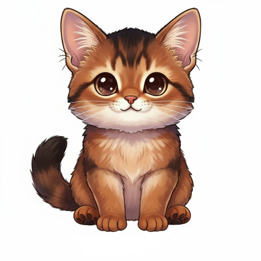 Somali Cat Kawaii Vinyl Sticker – Blue, Cinnamon, Fawn & Ruddy | Cute Cat Lover Gift | Water-Resistant Vinyl - Designs by Mysh