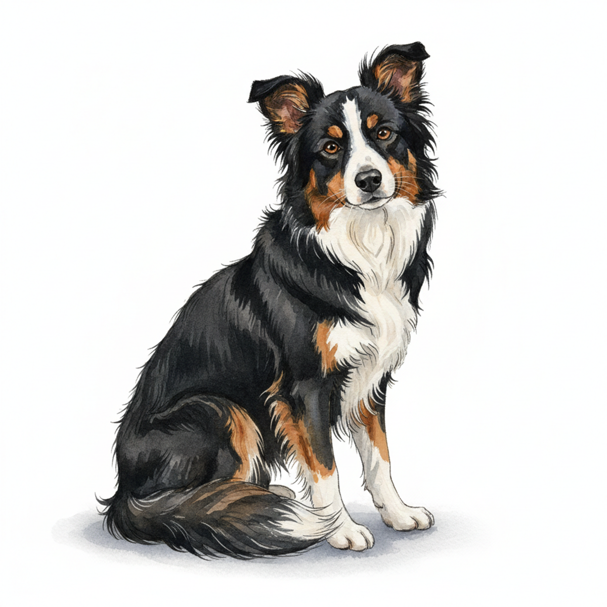 Border Collie Watercolor Style Vinyl Stickers
