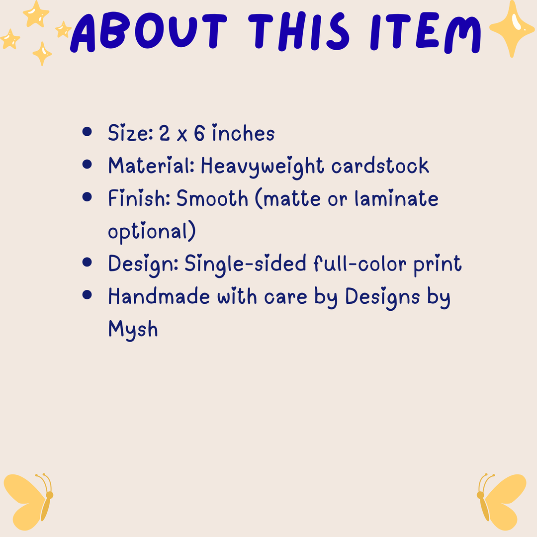 Product description card with item details on a light beige background