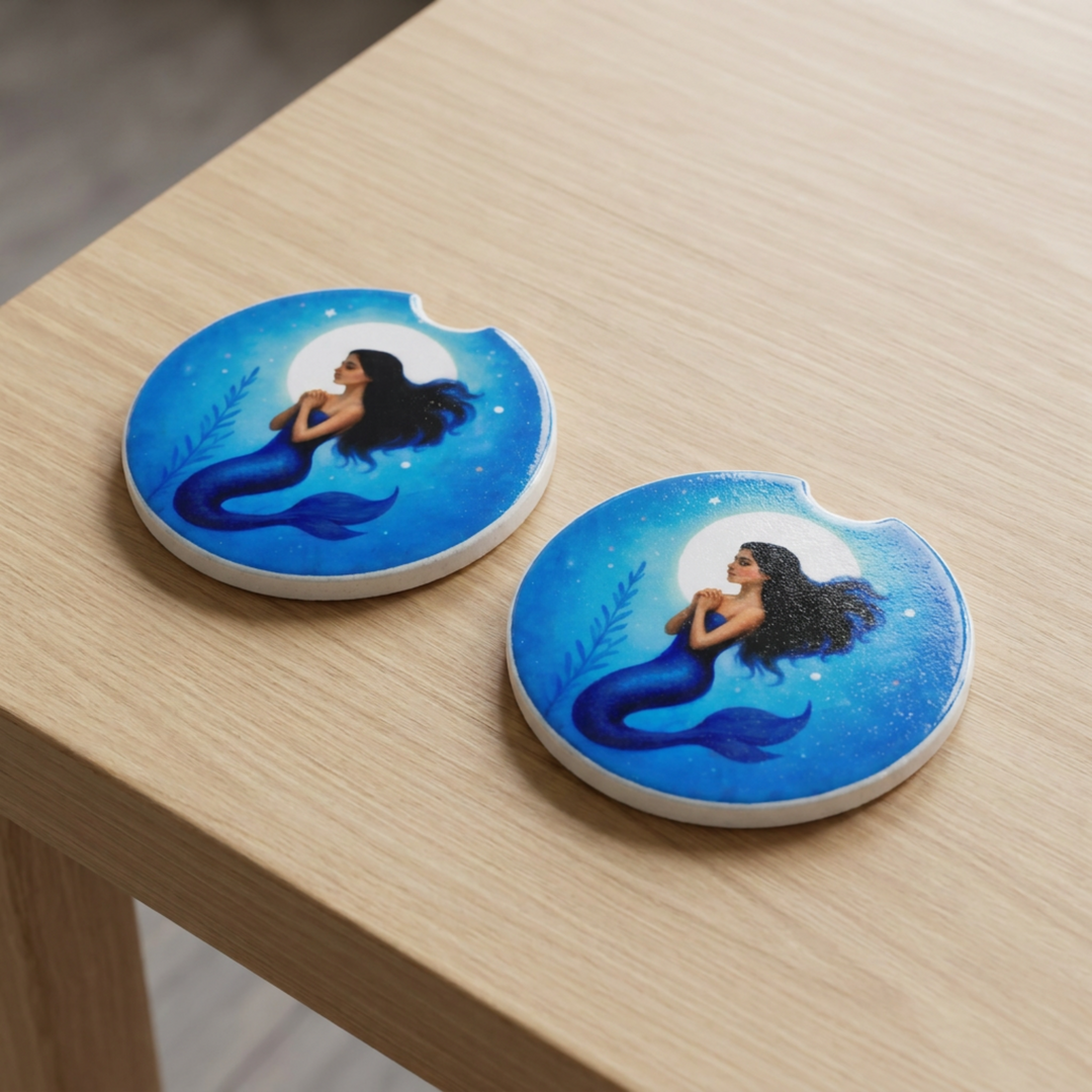 Blue Mermaid – Ceramic Car Coasters