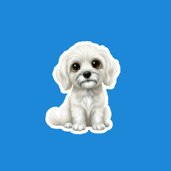 Goldendoodle Chalk White Kawaii Vinyl Sticker – 3" Matte | Water-resistant Dog Sticker