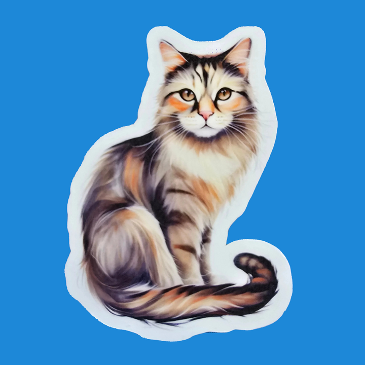 Torbie Cat Sticker, Vinyl Water-resistant Cat Decal, Cute Torbie Kitty Art, Pet Lover Gift, Laptop Water Bottle or Notebook Sticker