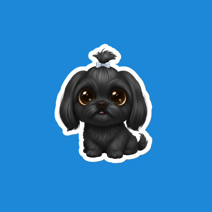 Shih Tzu Black Kawaii Style - Vinyl Stickers