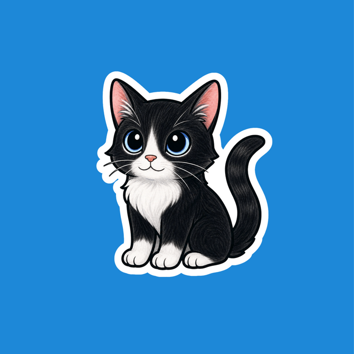 Tuxedo Cat Black and White Kawaii Fridge Magnet – Designs by Mysh